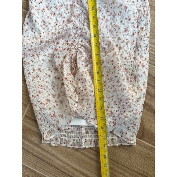 Juicy Gossip Ditsy Floral Ruched Mini Sheer Dress 12 Cottage Coquette Puff - Picture 6 of 7